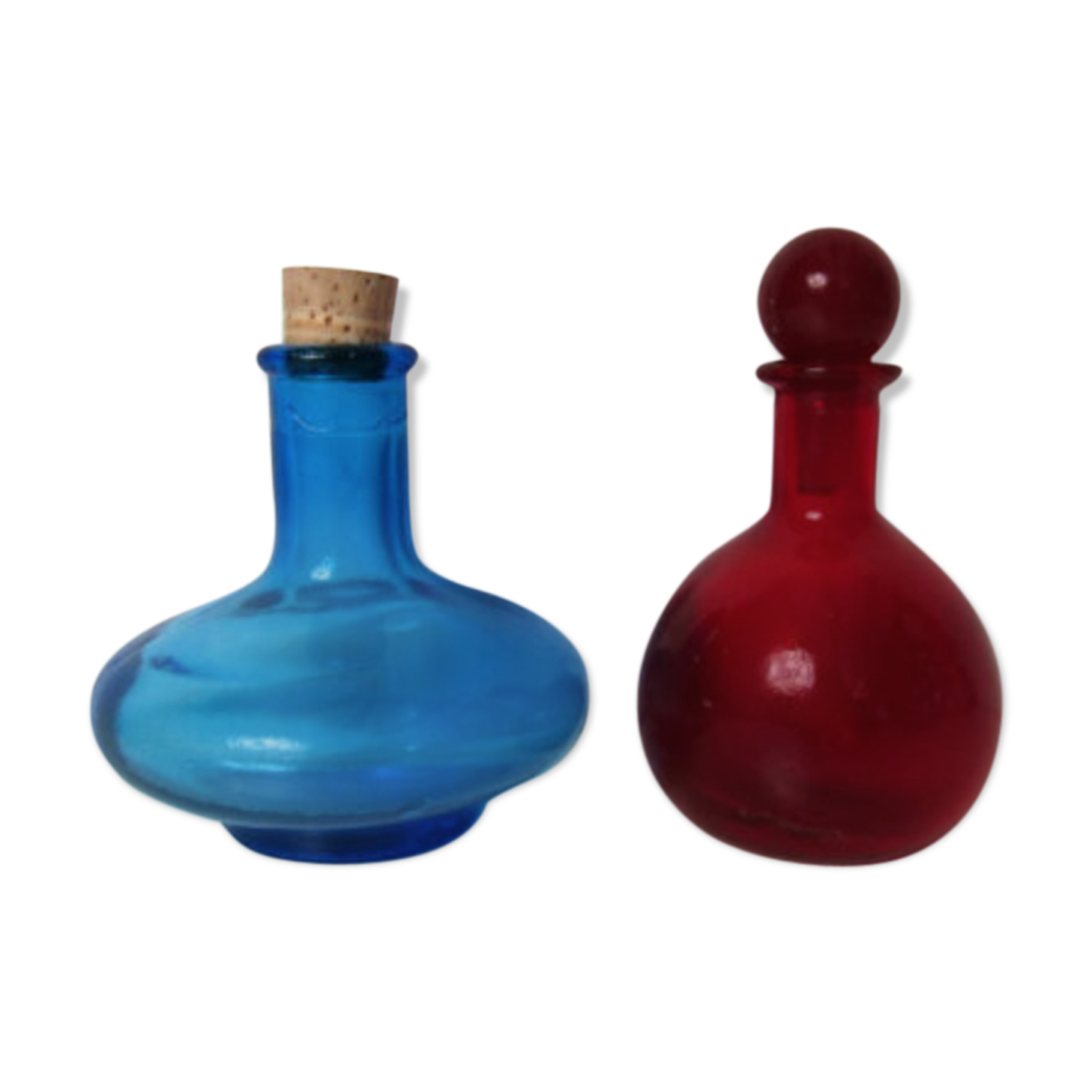 Red blue tinted glass bottles