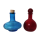 Red blue tinted glass bottles