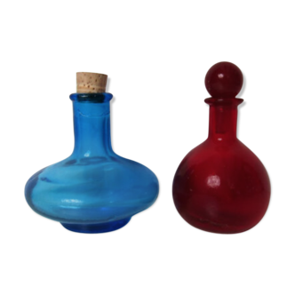 Red blue tinted glass bottles