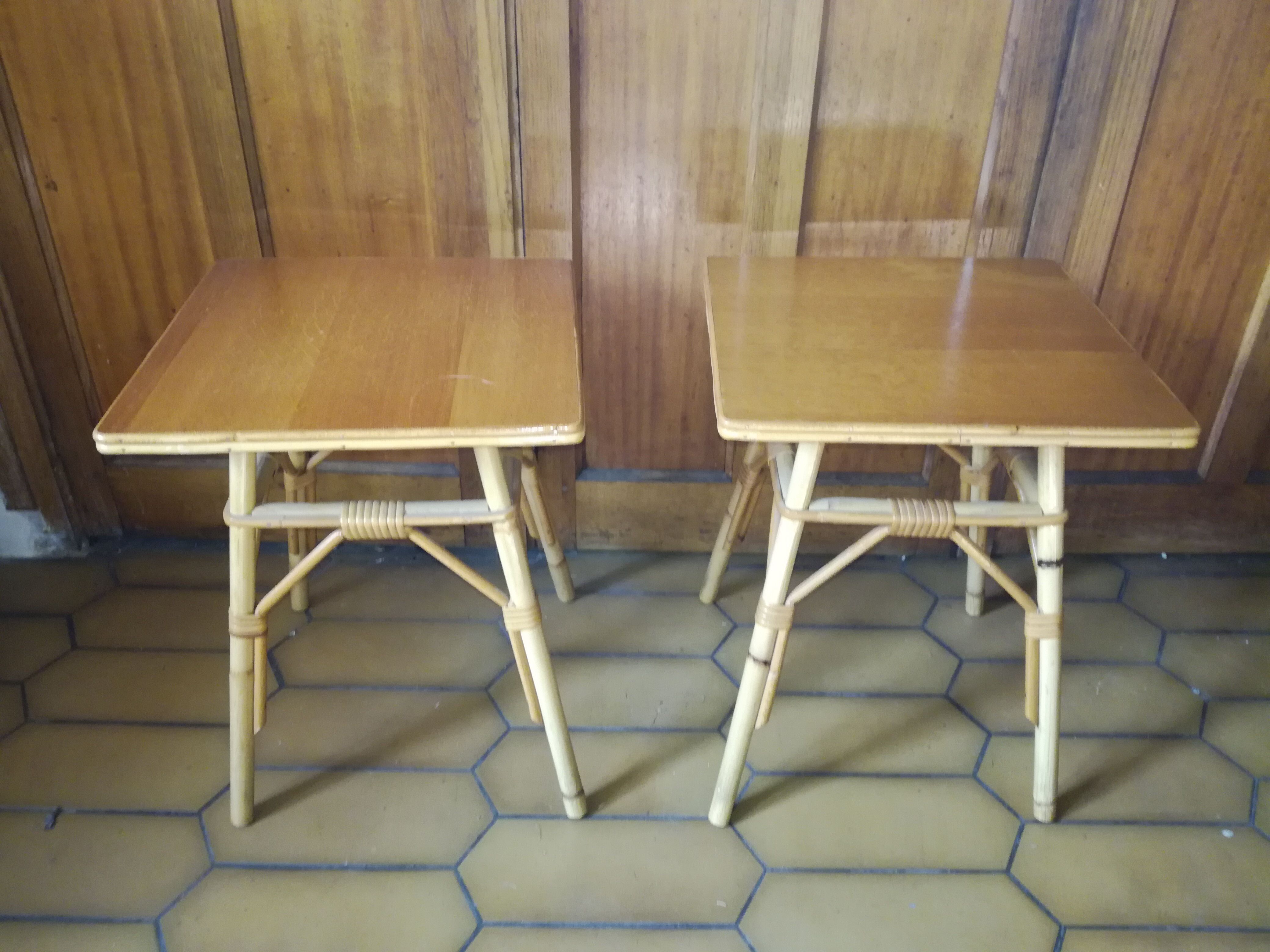 Pair of rattan bedside