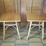 Pair of rattan bedside