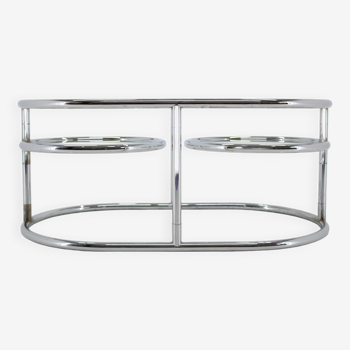 1980s Chrome Plated Tubular Coffee Table with Glass Top, Germany