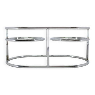 1980s Chrome Plated Tubular Coffee Table with Glass Top, Germany