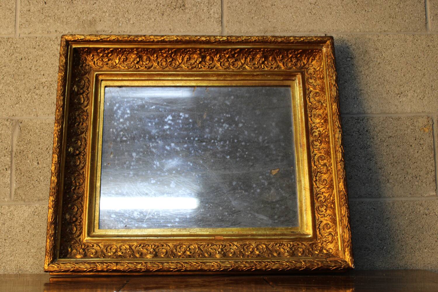 Antique,19th-century, gilt-framed wood wall mirror, Napoleon Ill