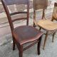 4 Mismatched bistro chairs curved wood Brasserie
