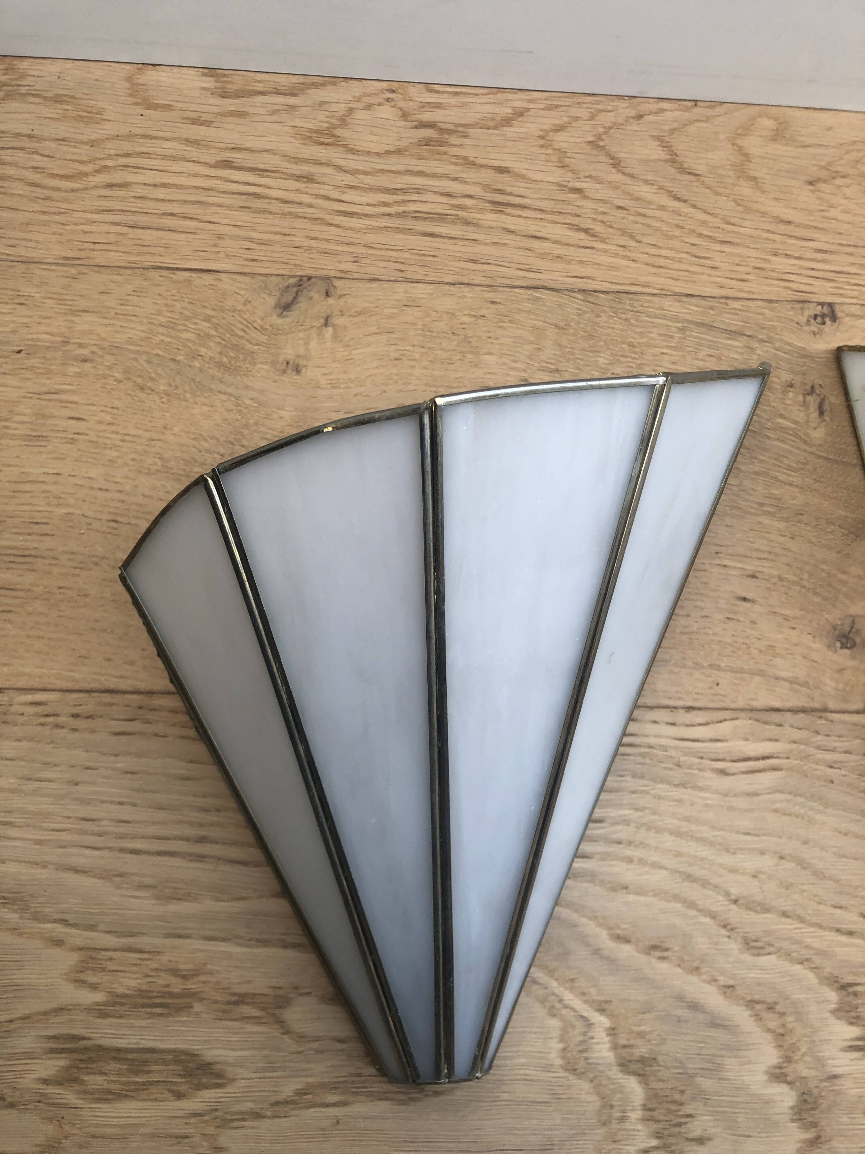 Pair of wall sconces in glass paste, handcrafted.