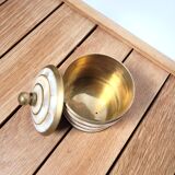 Small round box in mother-of-pearl and brass