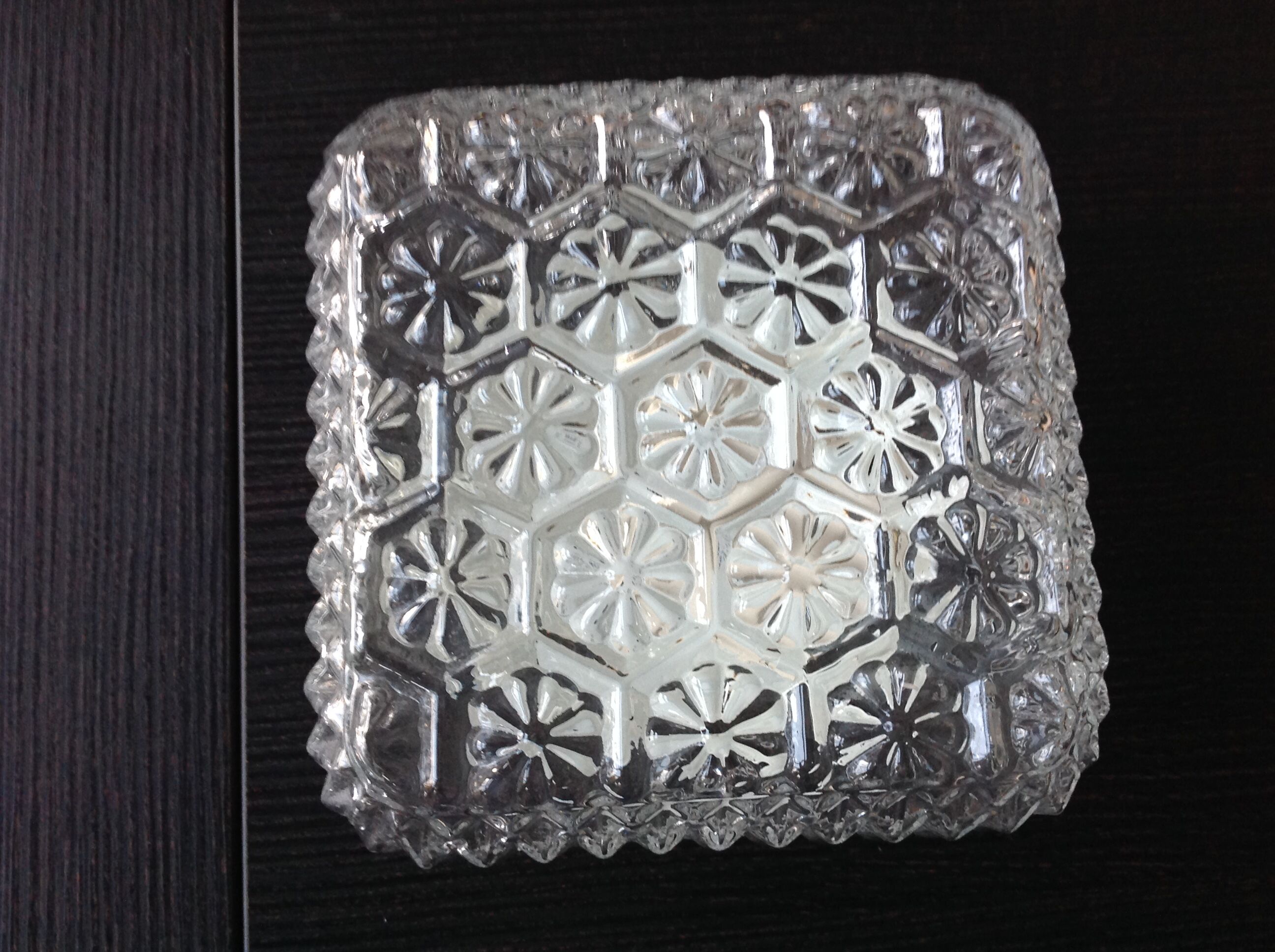 Structured /vintage square glass ceiling lamp 60s-70s