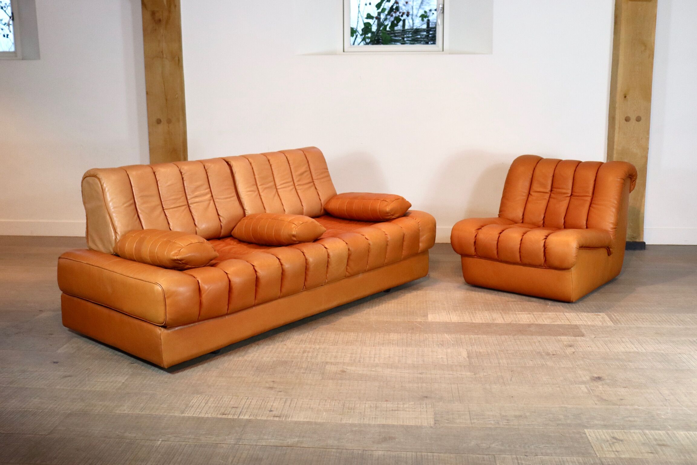 De Sede DS-85 daybed and lounge chair in cognac leather, 1960s