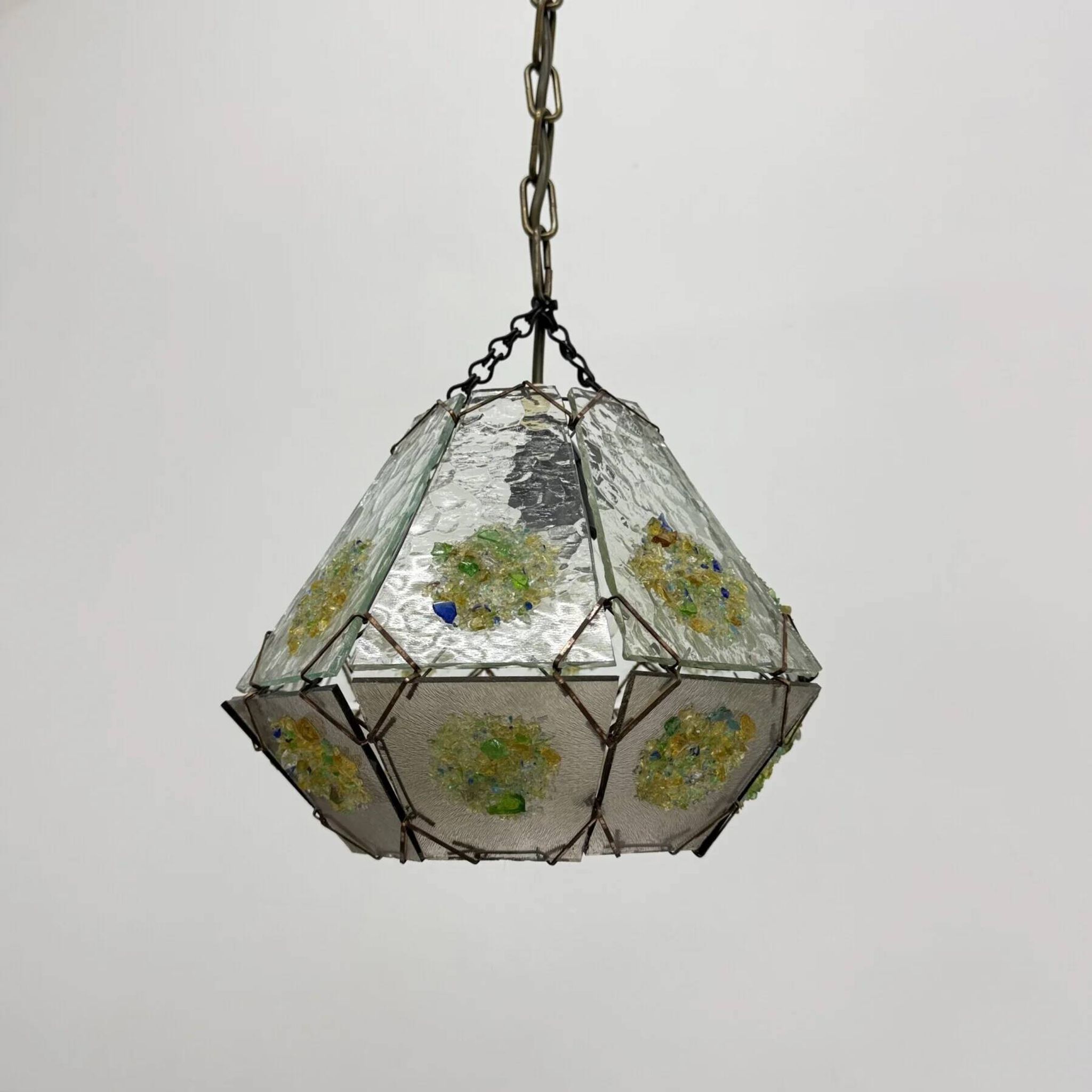Suspension en verre brutaliste, années 1970