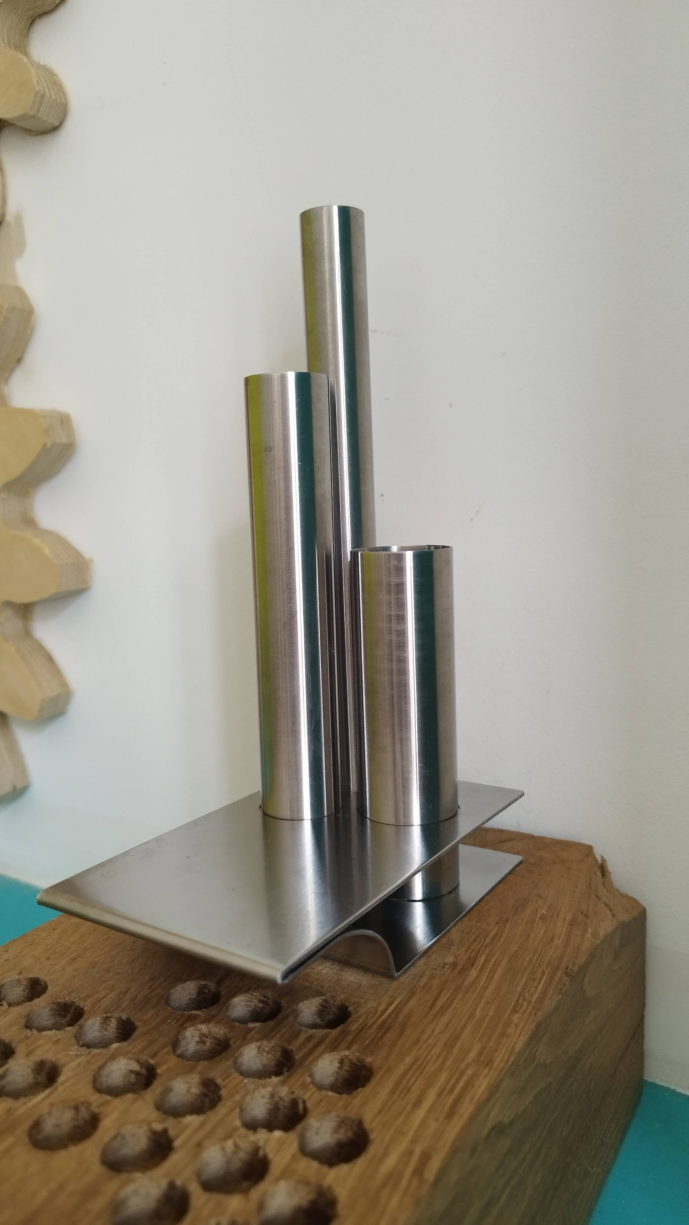 Soliflore, vase, en inox Letang Rémy, modèle rare