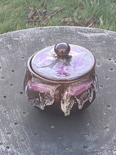 Coffee or tea service in enameled ceramic by Marius Giuge, artisan potter in Vallauris,