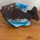 Coupelle forme poisson bleu et marron Vallauris
