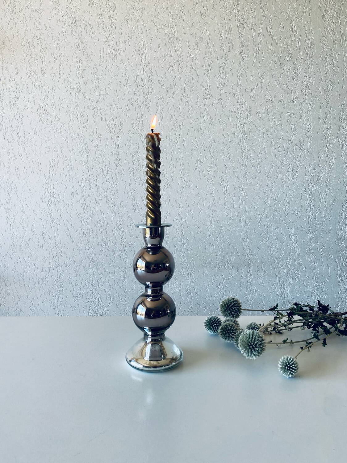 Eglomise glass candle holder