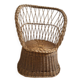 Chaise corbeille en rotin tressé