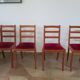 Solid cherry wood chairs and red velvet seat - Set of 4 - Louis Philippe style
