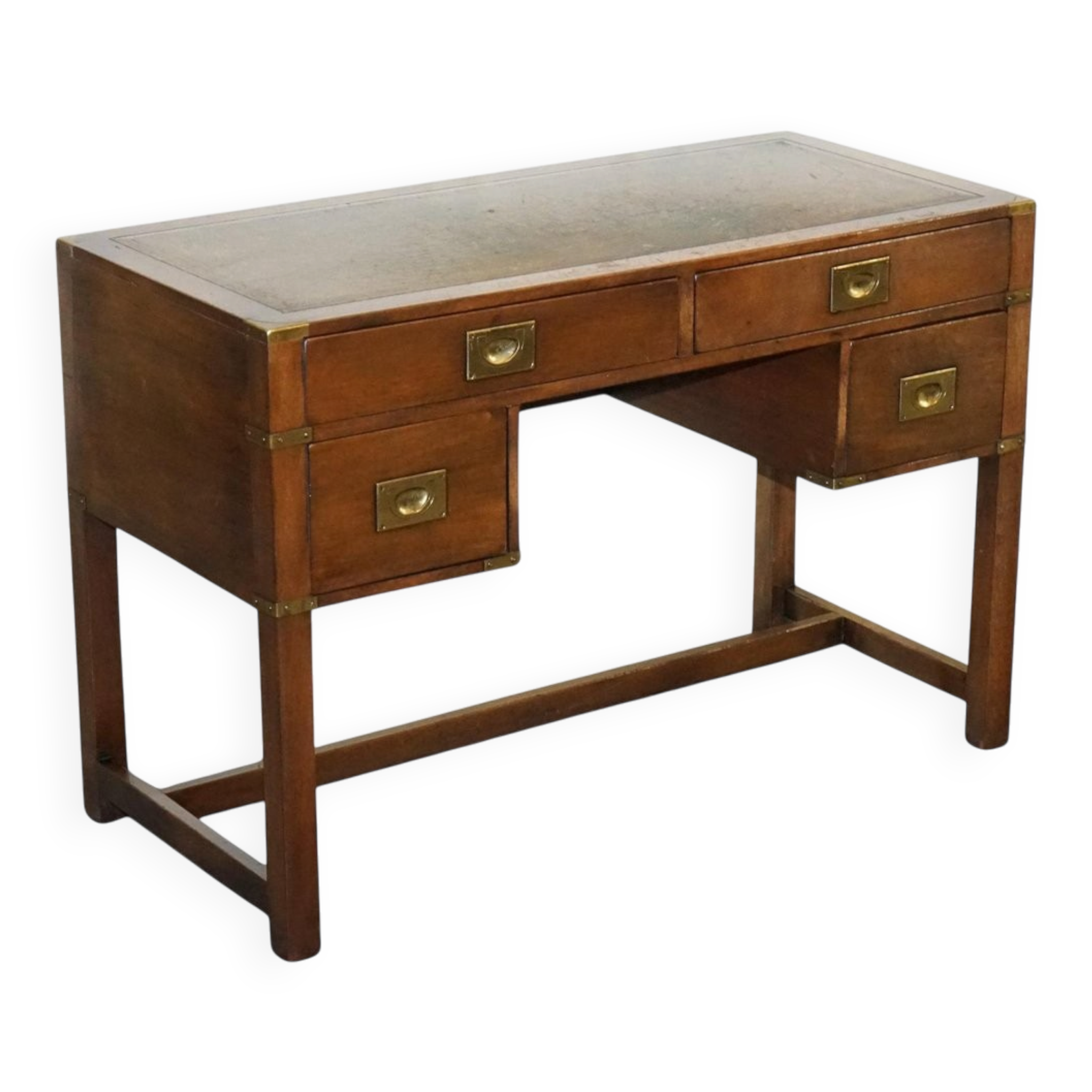 Vintage Military Campaign Desk with Leather Top from Harrods London