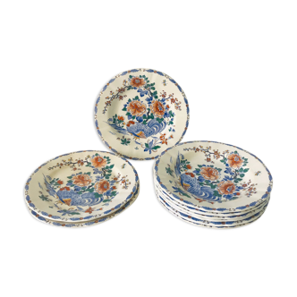 Plates earthen of Gien model Rooster and peony
