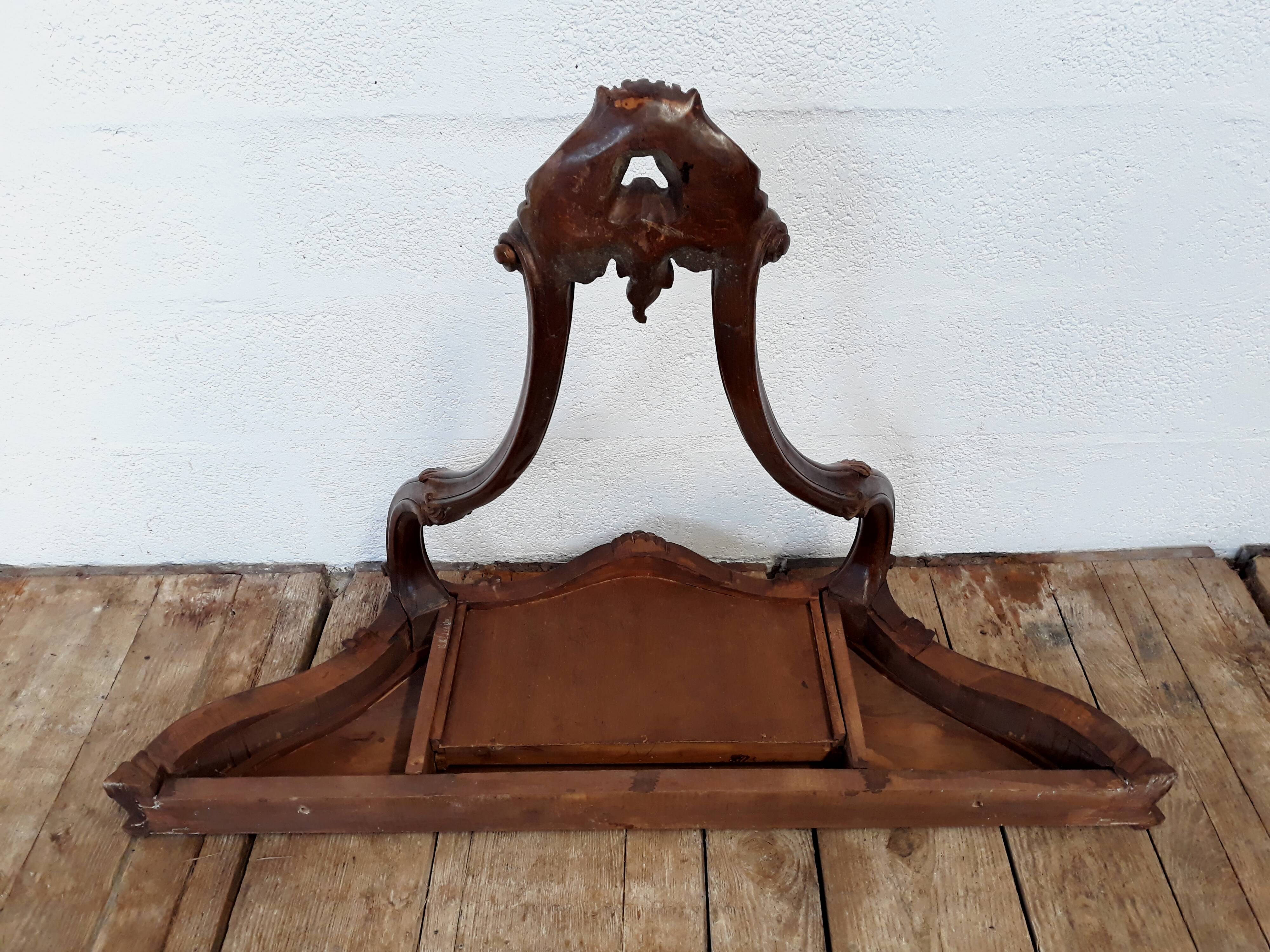 Console table wood and green marble from Aosta