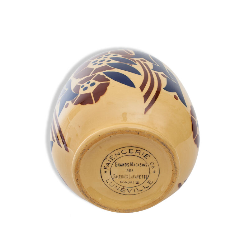 Vase Art deco Lunéville "Galeries Lafayette" with floral decoration