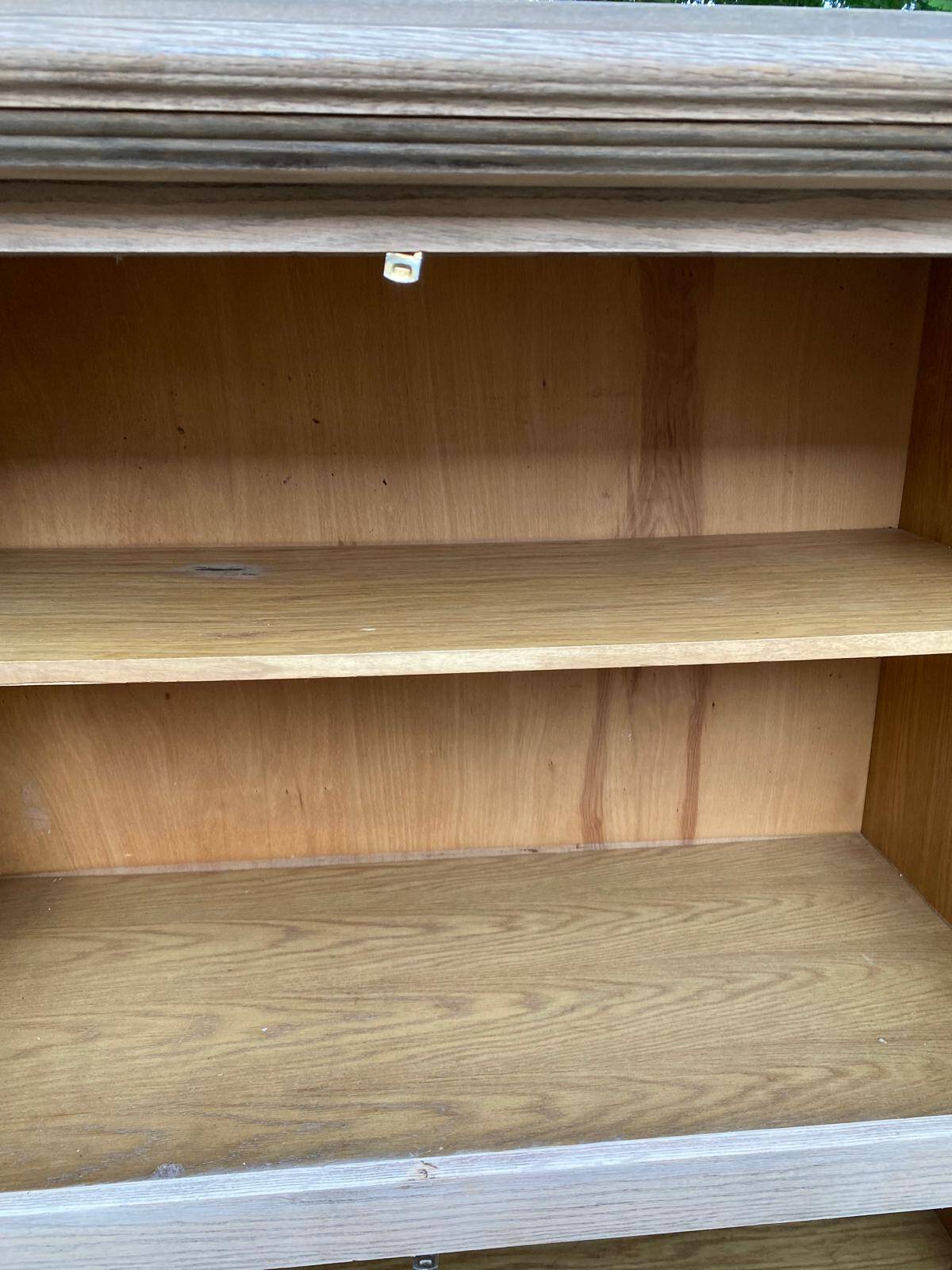 Buffet armoire with 4 doors, diamond point, stripped in light oak from the 1970s.