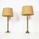 Vintage pair of Brass Column Table Lamps by Kullmann