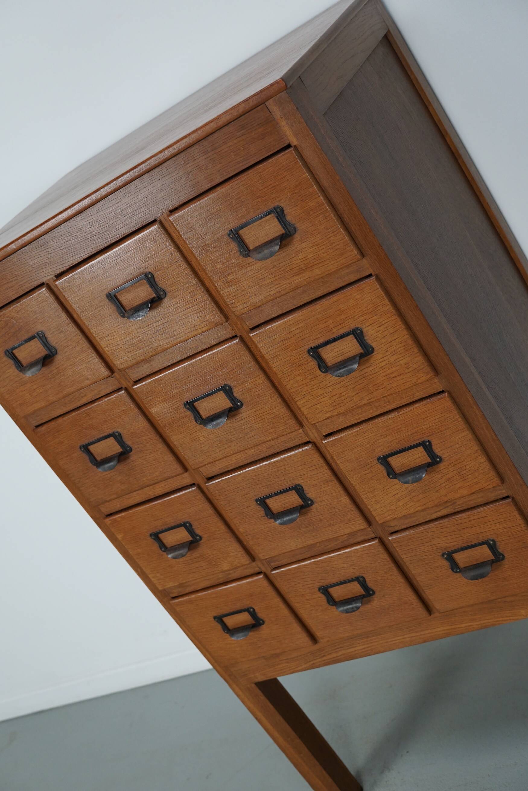 Vintage Dutch Oak Apothecary / Filing Cabinet, 1930s
