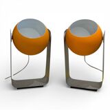 Pair of Space Age eyeball orange lamps by Massive Belgium