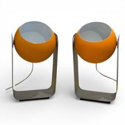 Pair of Space Age orange eyeball lamps by Massive Belgium