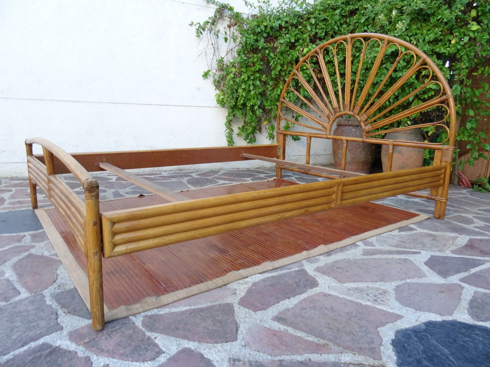 Double rattan bed 60s
