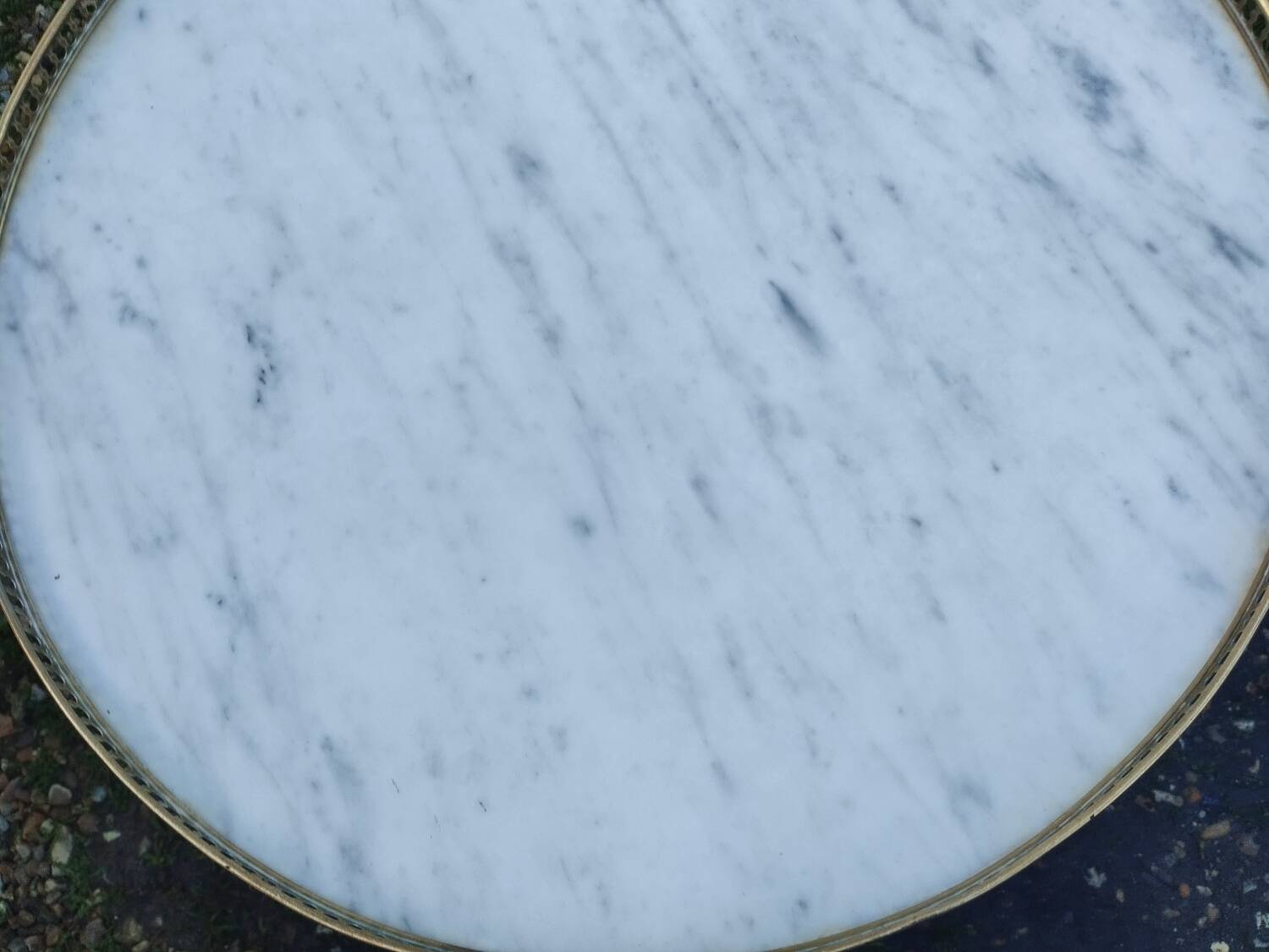 Bouillotte coffee table with antique marble top, Louis XVI style