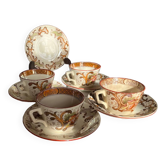 Set of 4 vintage Sarreguemines tea cups and 5 saucers