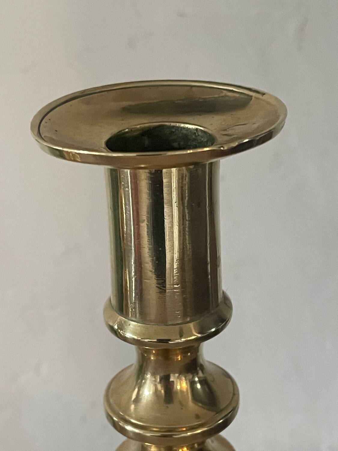 Pair of antique english princess of diamonds brass candlesticks