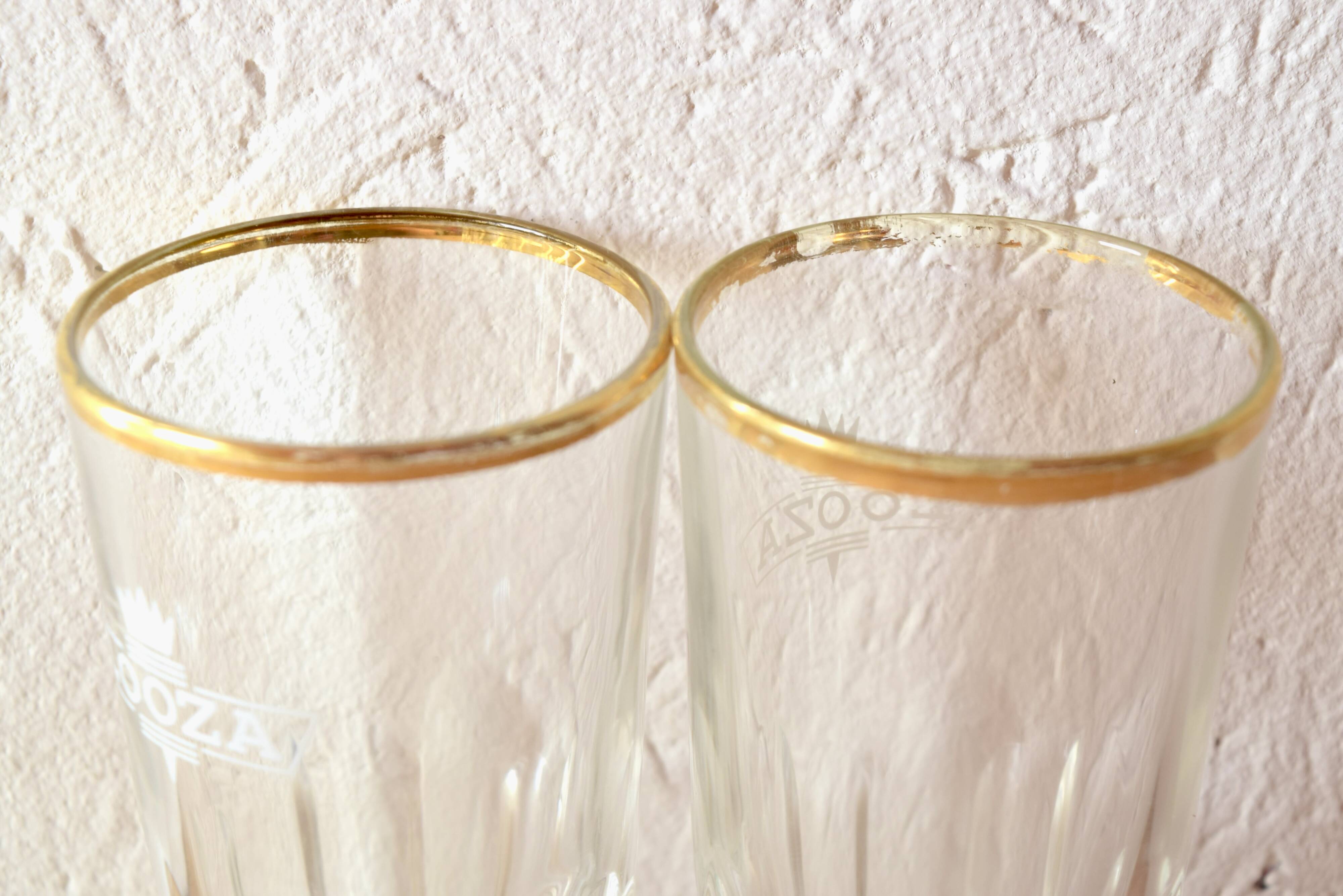 Looza - advertising item - set of 7 vintage fruit juice glasses