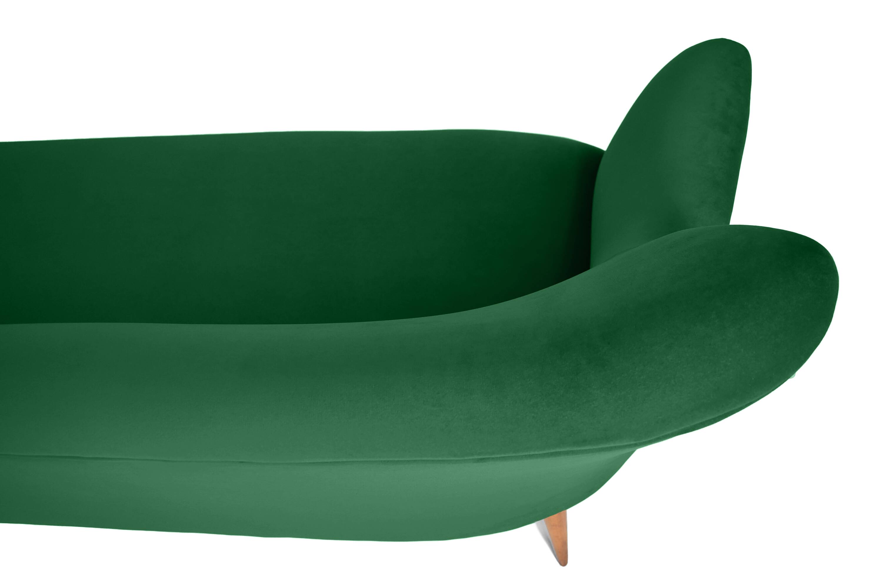 Canapé après rénovation, années 60, vert bouteille