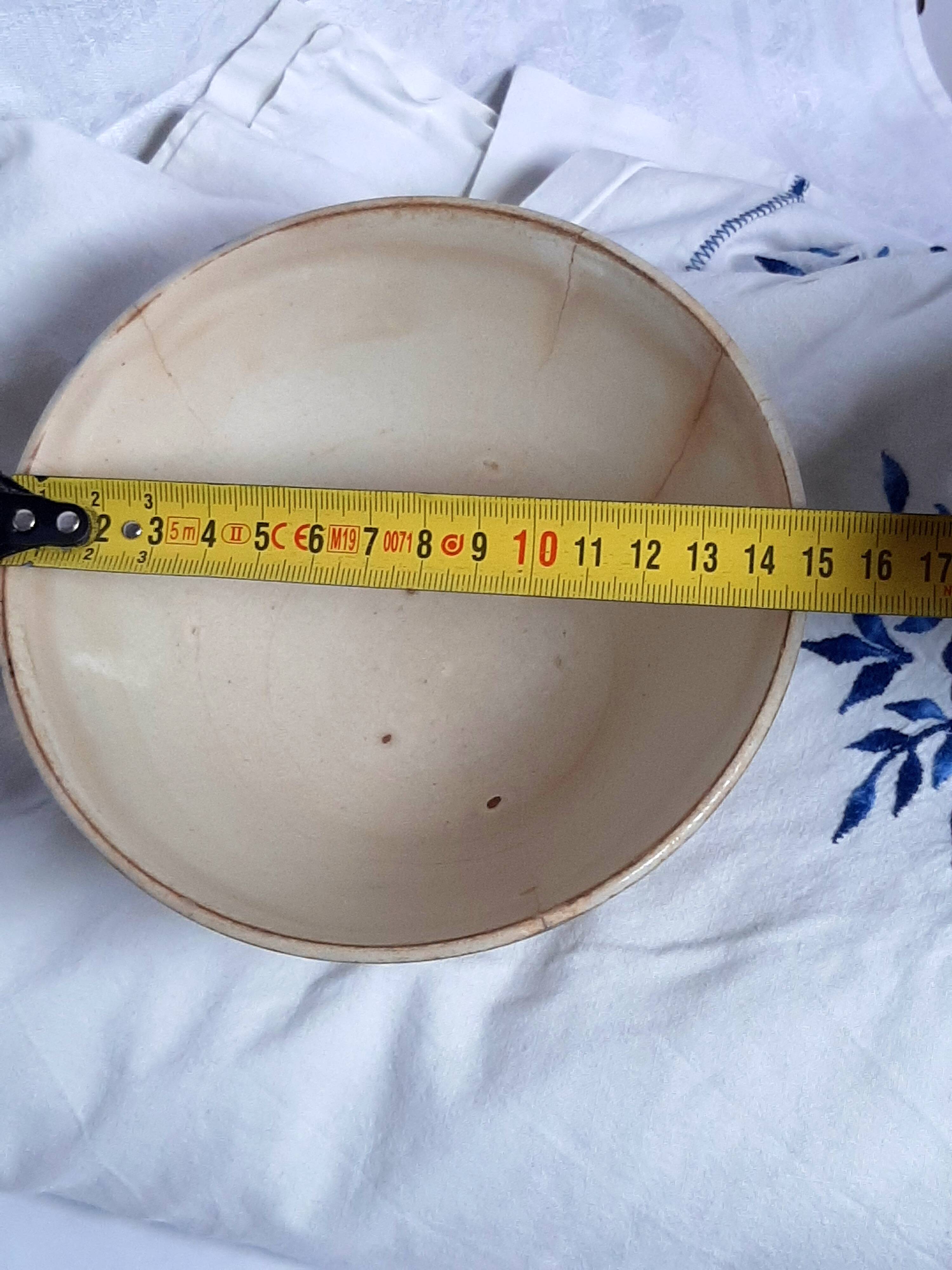 Old bowl in blue and white ironstone