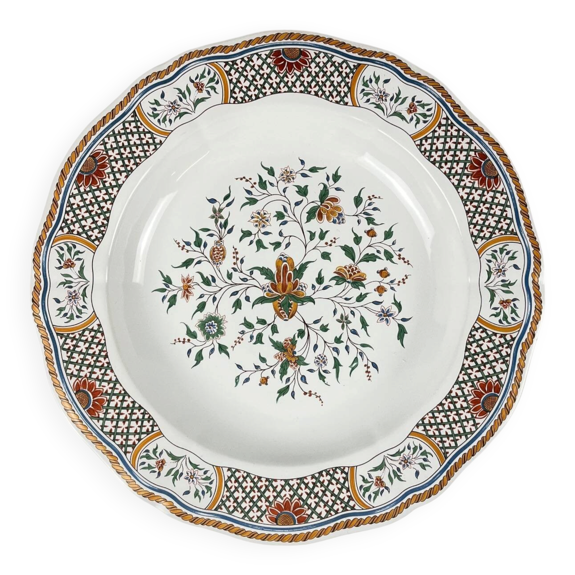 Semi-hollow round plate Gien model Rouen Sainfoin, 1990