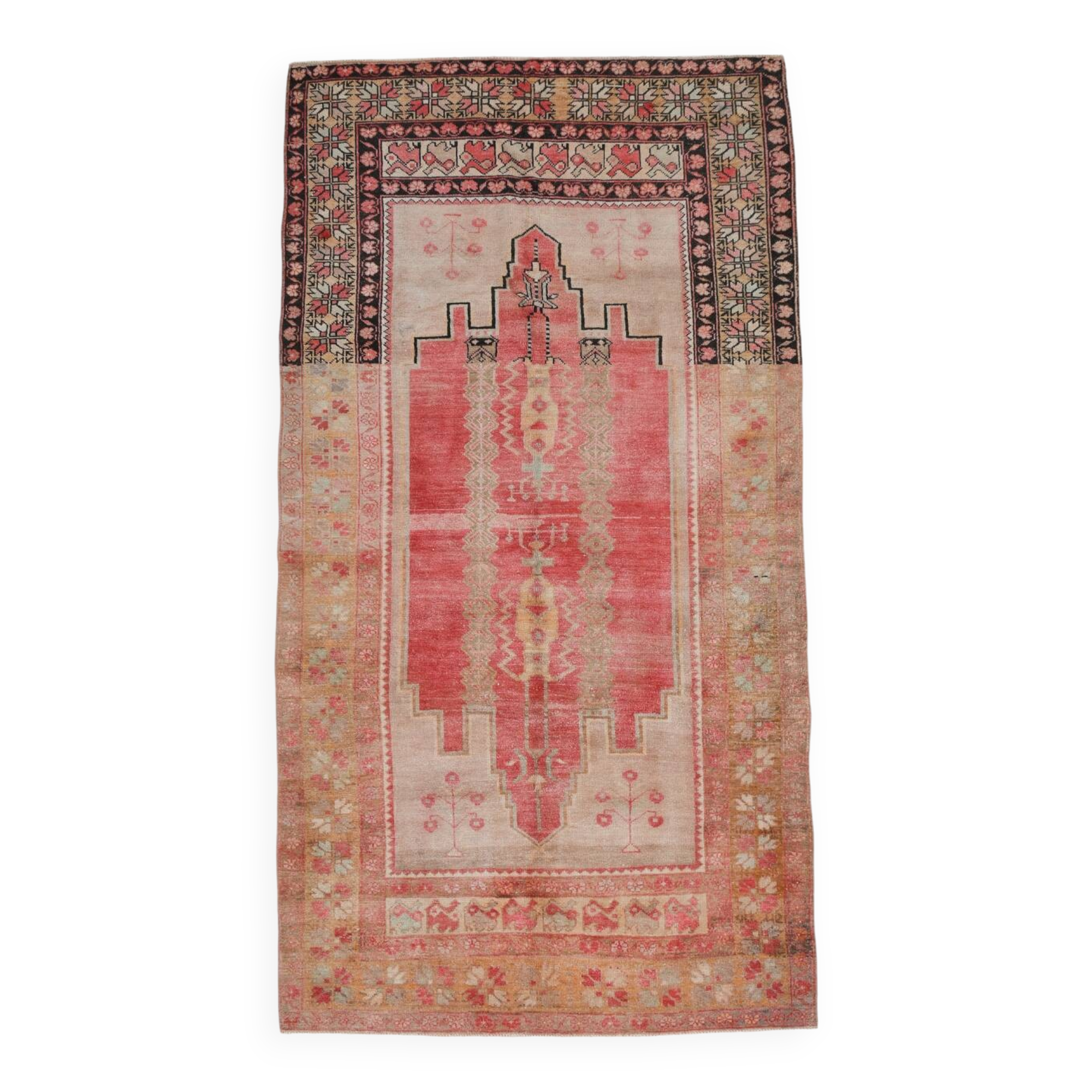 5x9 Red & Cream Antique Vintage Rug 142x267Cm SK 19962