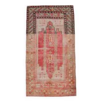 Tapis vintage antique rouge et crème 5x9 142x267 cm SK 19962