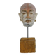 Sculpture visage en terre polychrome et plâtre, cabinet de curiosité. Ph Monaux. Artiste ariégeois