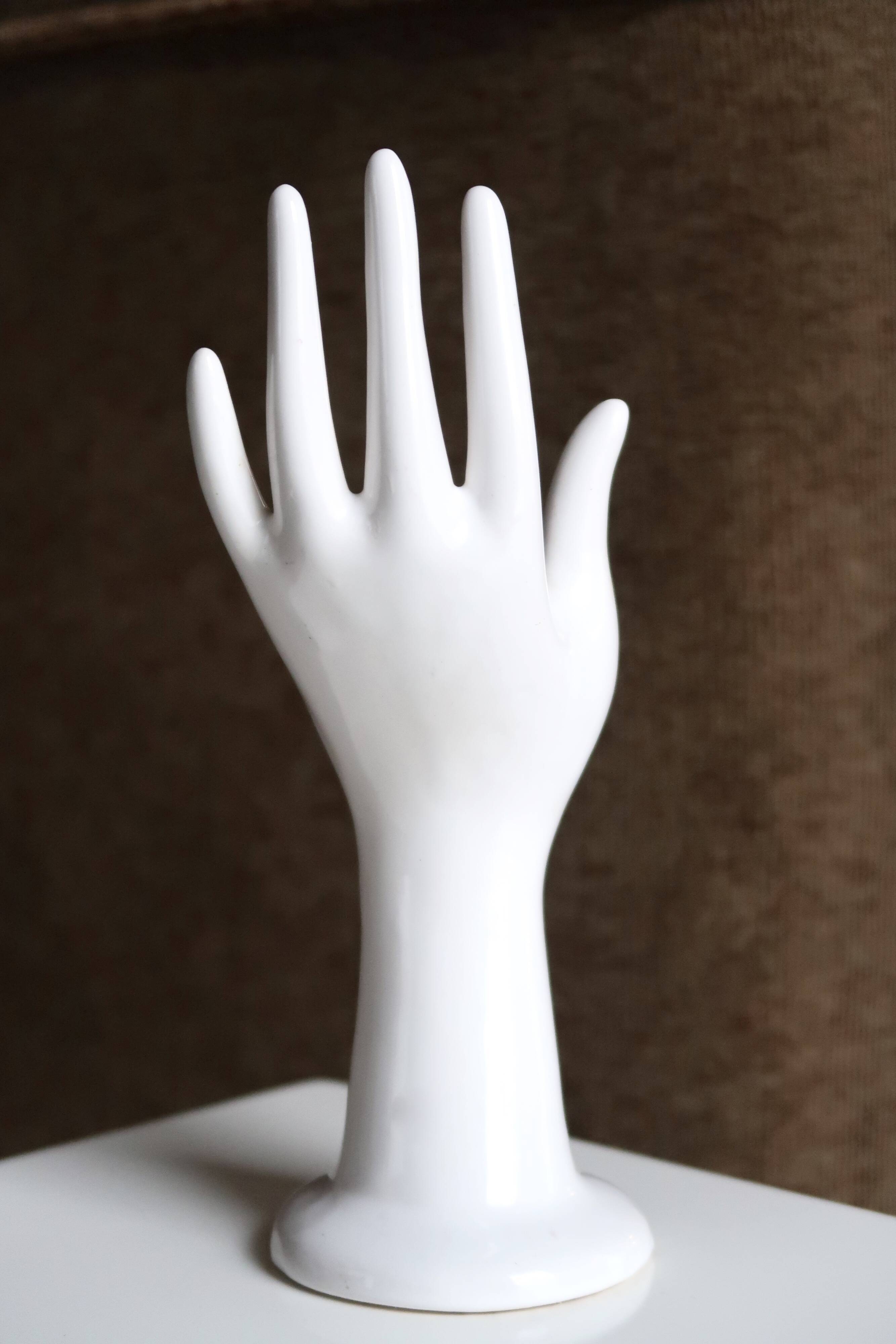 Hand baguier or vase, white porcelain, 70s