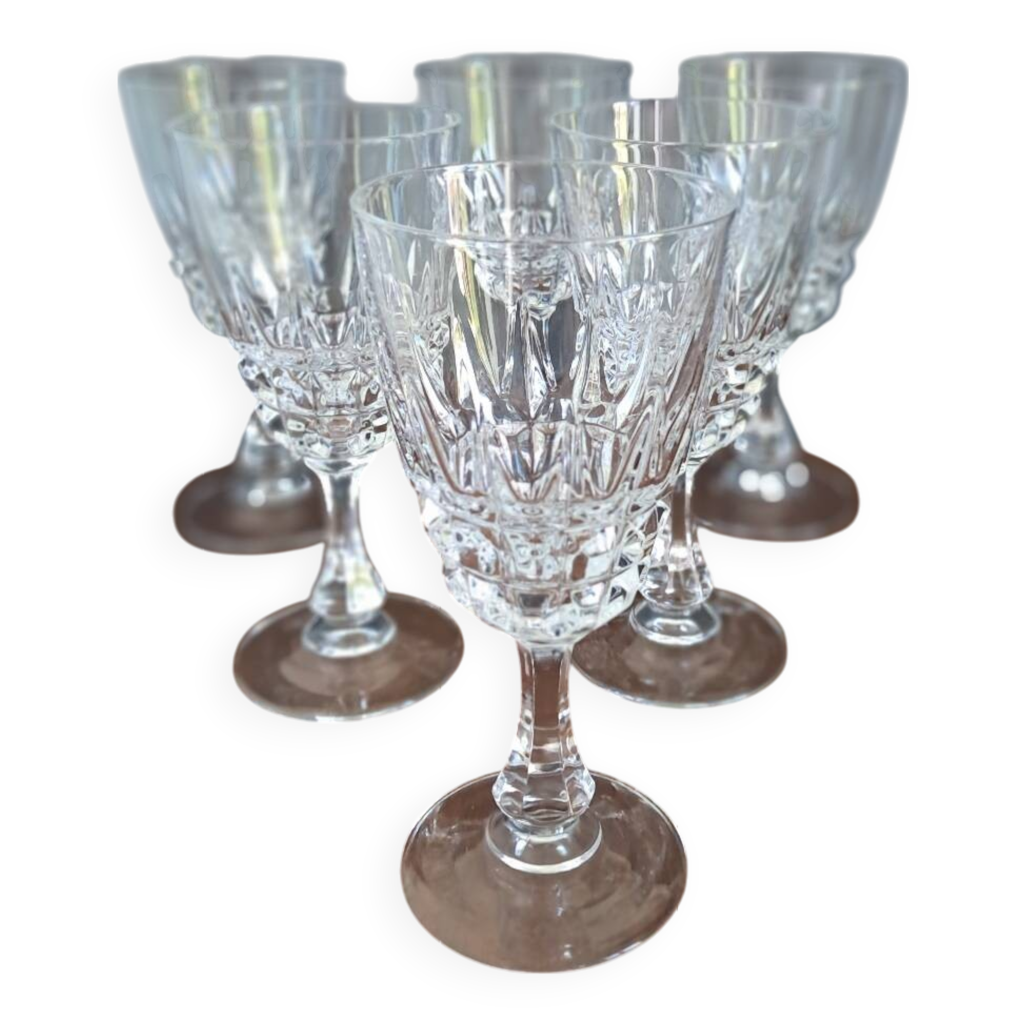 6 white wine glasses in Arques Pompadour crystal