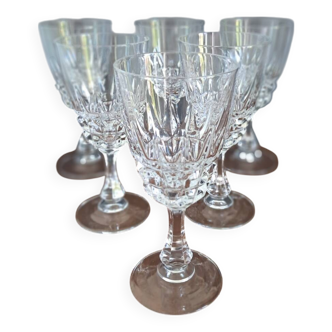 6 white wine glasses in Arques Pompadour crystal