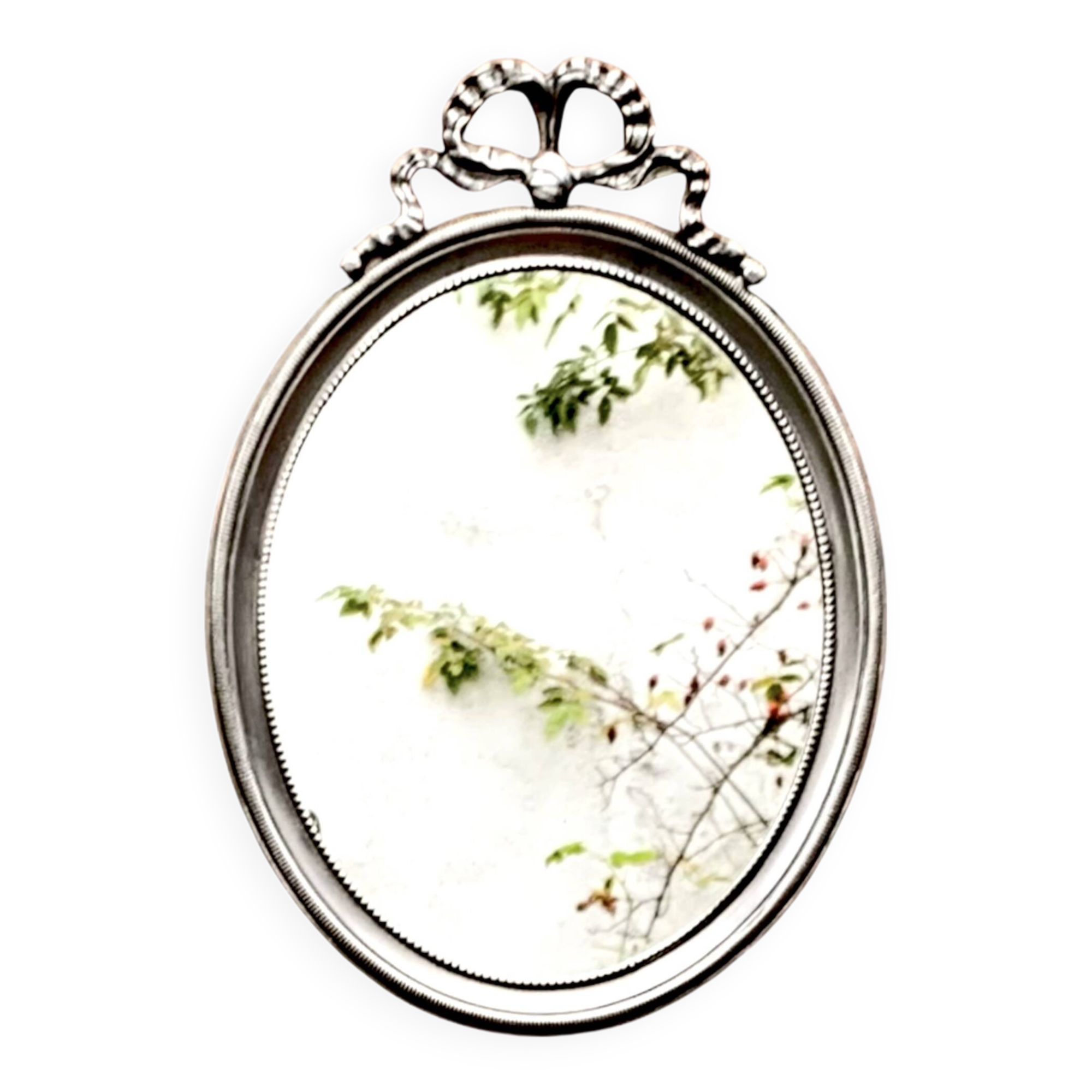 Louis XVI style oval metal wall mirror