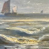 Tableau, Marine sur la côte d’Opale XIX siècle