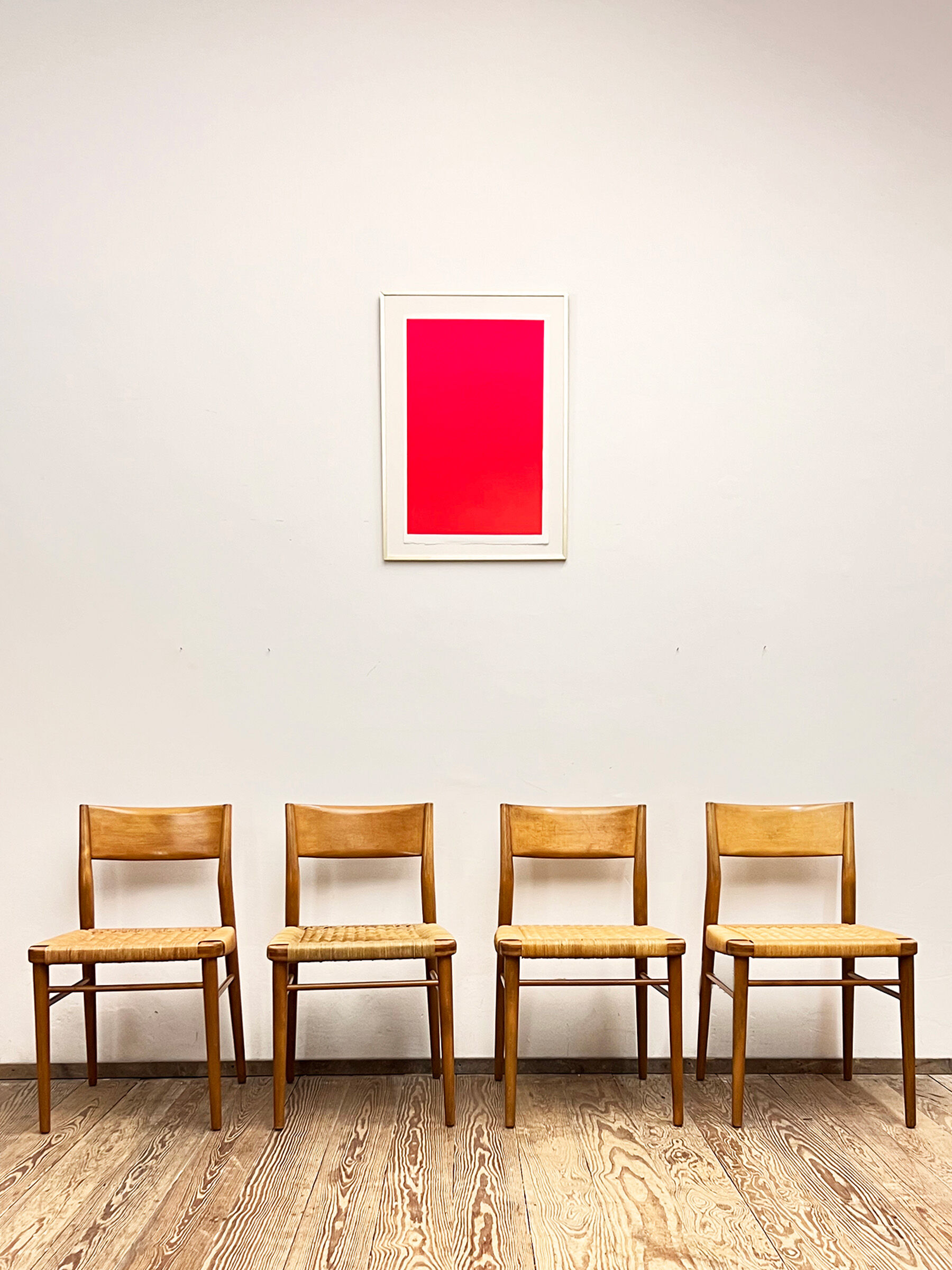 Mid century cherry wood dining chairs by Georg Leowald for Wilkhahn, Set of 4, Germany,1950s