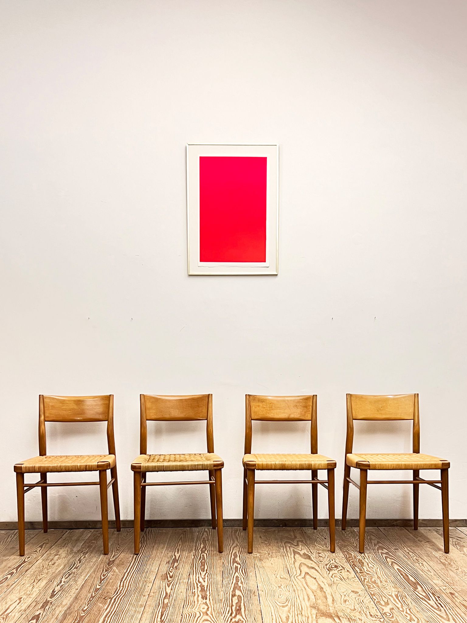 Mid century cherry wood dining chairs by Georg Leowald for Wilkhahn, Set of 4, Germany,1950s