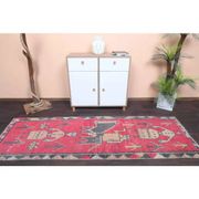 Vintage Turkish Hand-Knotted Wool Cotton Pink Runner Rug 85x260
