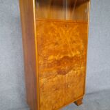 Art Deco secretary in walnut and walnut bramble