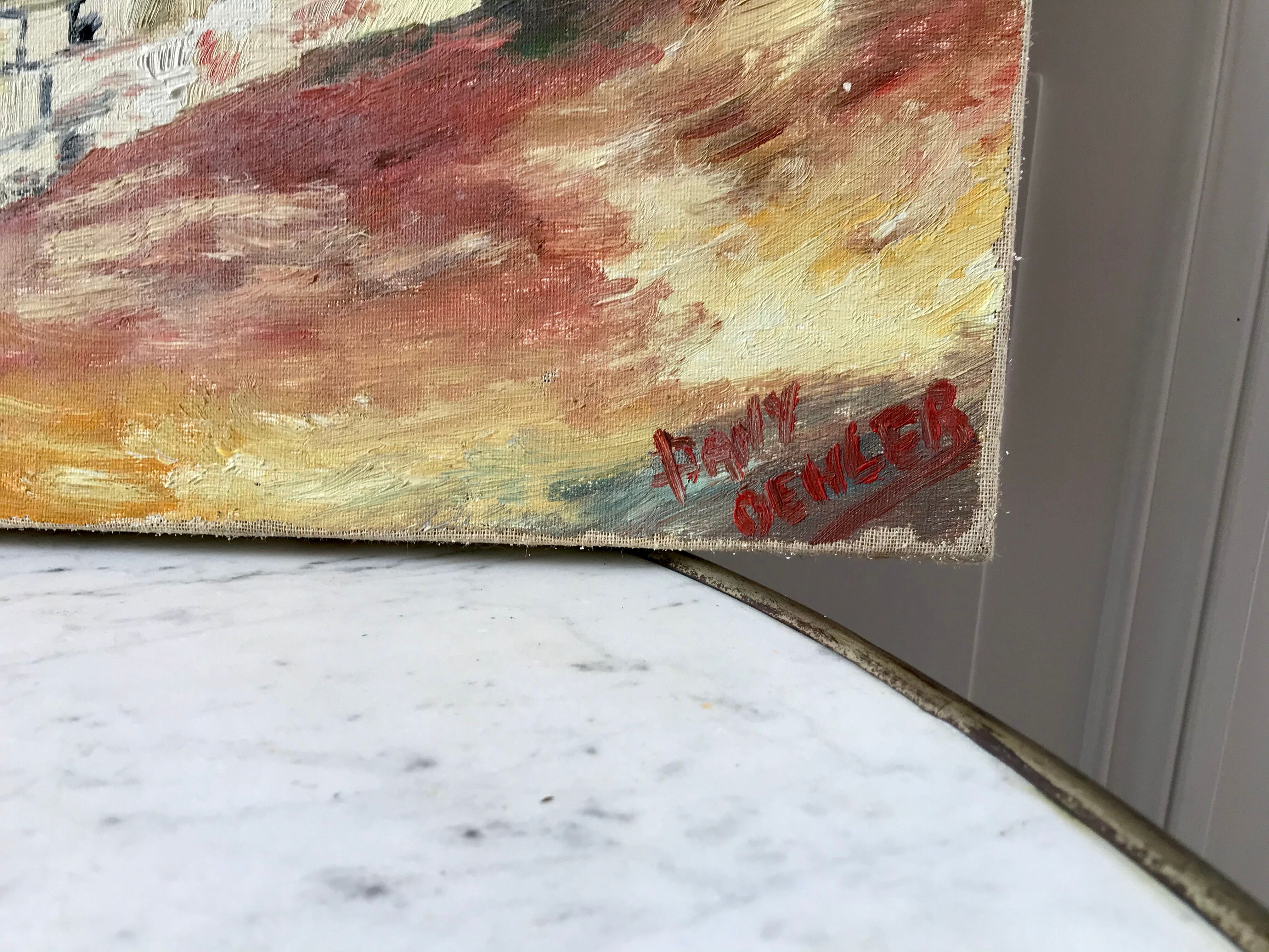 Oil on canvas painting ancient landscape